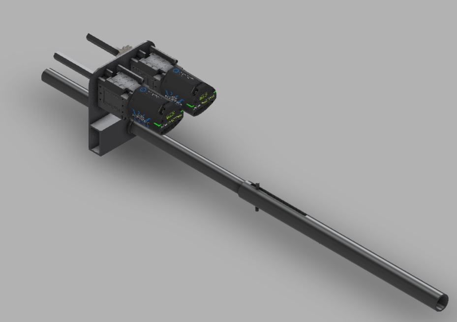First CAD prototype. Note slot in outer pipe
